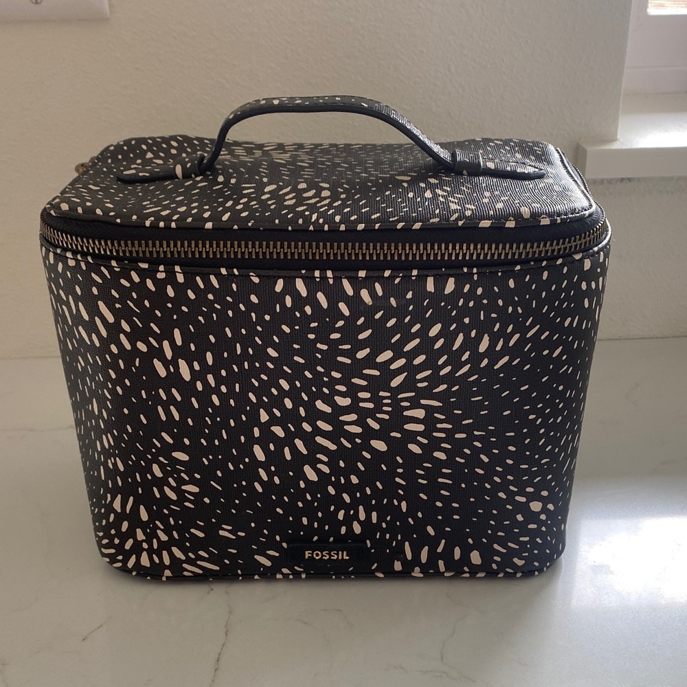 Fossil Black and Cream Speckled Cosmetic Bag